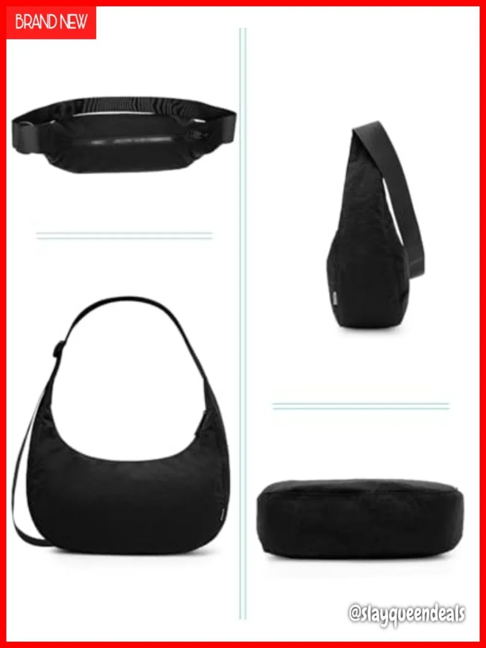 Nylon Crescent Crossbody Hobo Bag Adjustable Strap